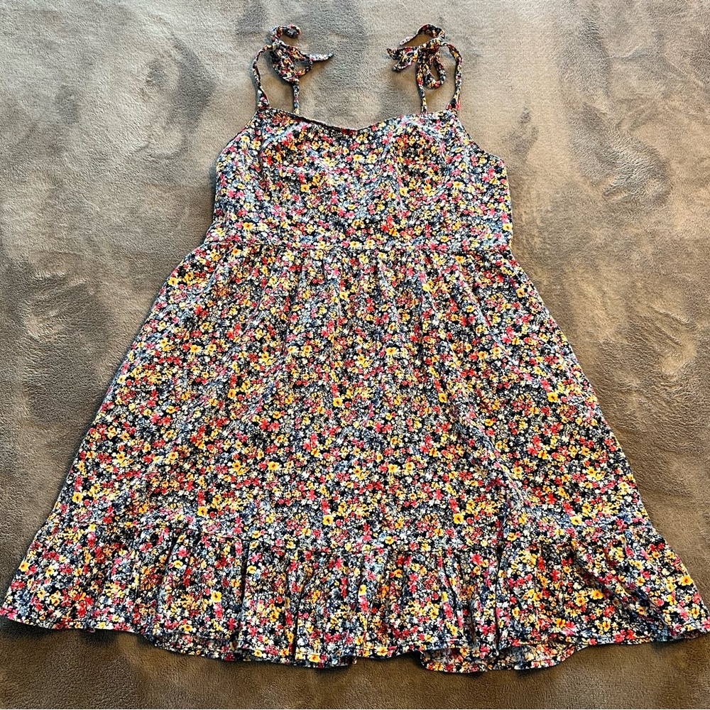 Old Navy Cami Sleeveless Tie Strap Multi Ditsy Floral Babydoll Dress Women’s L